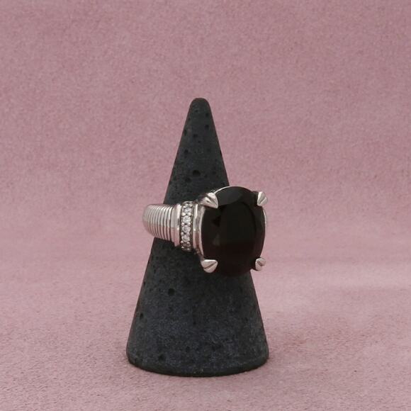 judith ripka sterling silver oval-cut smoky quartz & cz ring size 6 - Picture 1 of 3